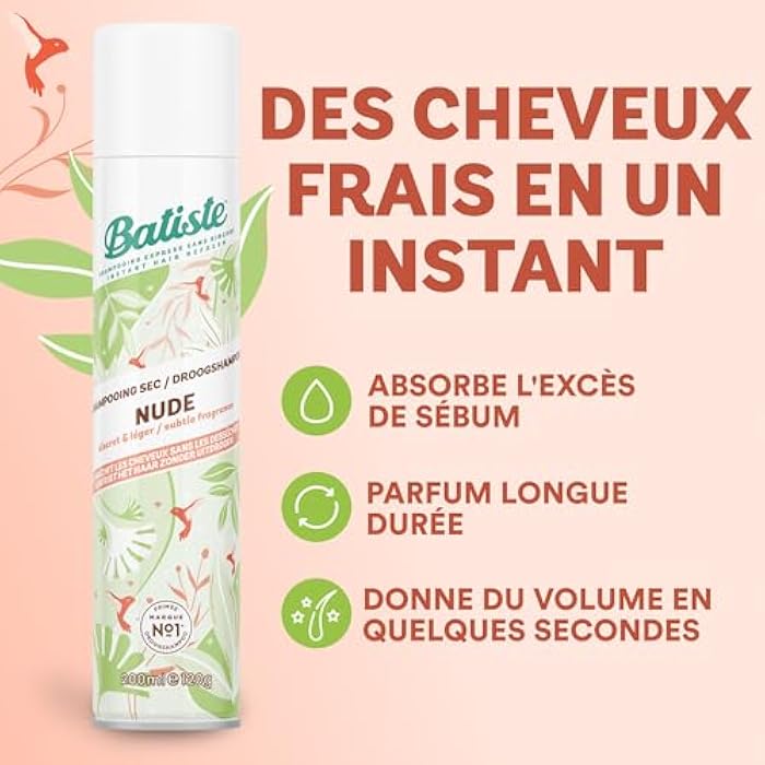 Batiste Dry Shampoo in Bare 200ml, Barely Scented Light Fragrance, No Rinse Spray to Refresh Hair in Between Washes - Image 3